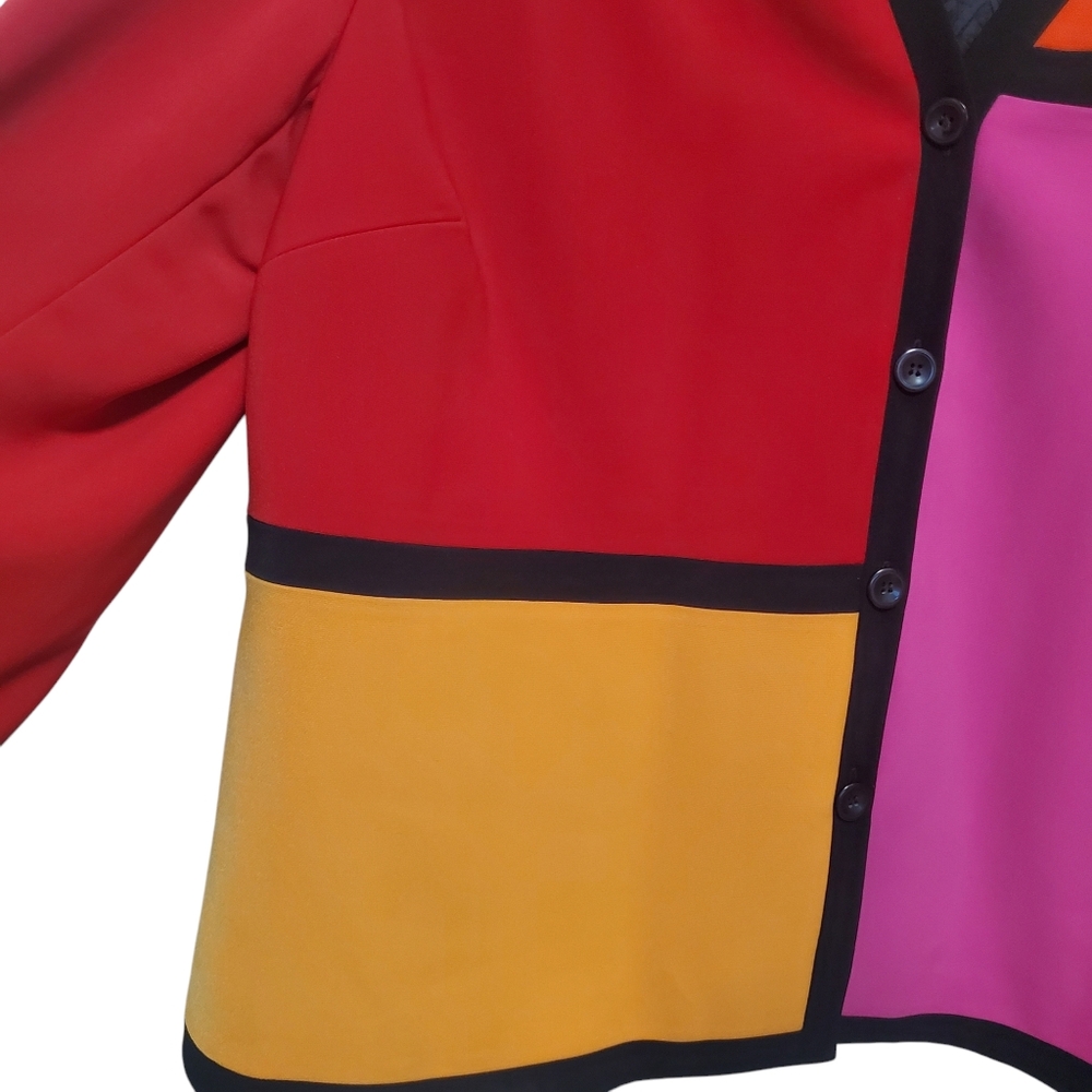 Vintage Sandra Oversized Colorblock Blazer Jacket Bold 20W - Picture 9 of 12